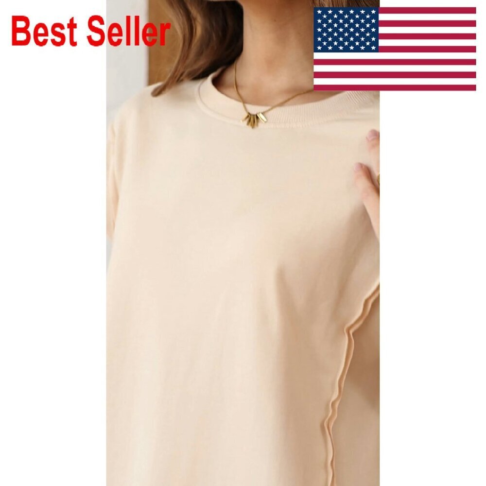 Oversized Cap Sleeve T-Shirt Side Slit Loose Fit Summer Casual Tunic Top - Picture 7 of 7